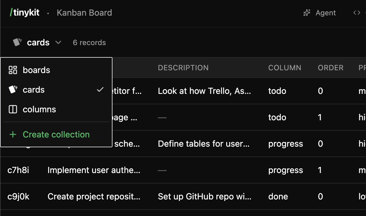 Tab Database Database - tinykit